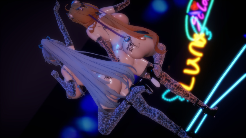 3d ass_tattoo honkai_(series) honkai_impact_3rd huge_ass huge_breasts leopard_print micro_bikini mireille_(mmd) shigure_kira susannah_manatt tattoo_on_butt