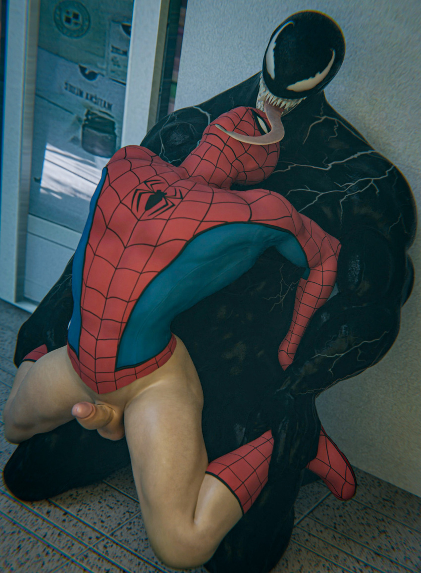 2boys 3d anal balls bodysuit duo gay male male/male male_focus male_only martistot marvel marvel_comics penis peter_parker size_difference spider-man spider-man_(series) tongue tongue_out venom venom_(marvel) wince yaoi