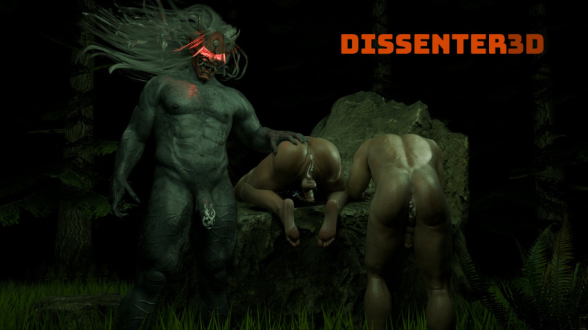 3boys after_anal after_sex anal anus ass cum_in_ass cumdrip demon dissenter3d gaping_anus group_sex jonah_vasquez male_focus male_only outdoors the_oni_(dbd) vittorio_toscano yaoi