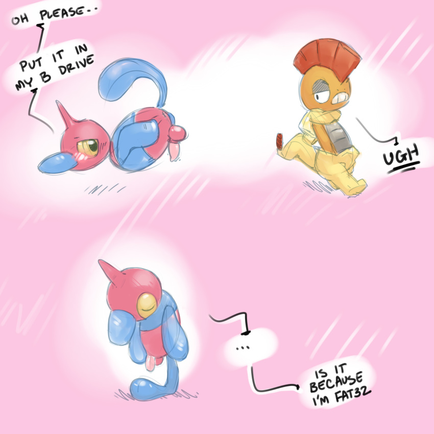 argon_vile balls english_text erection gay humor male penis pokemon porygon-z scrafty text