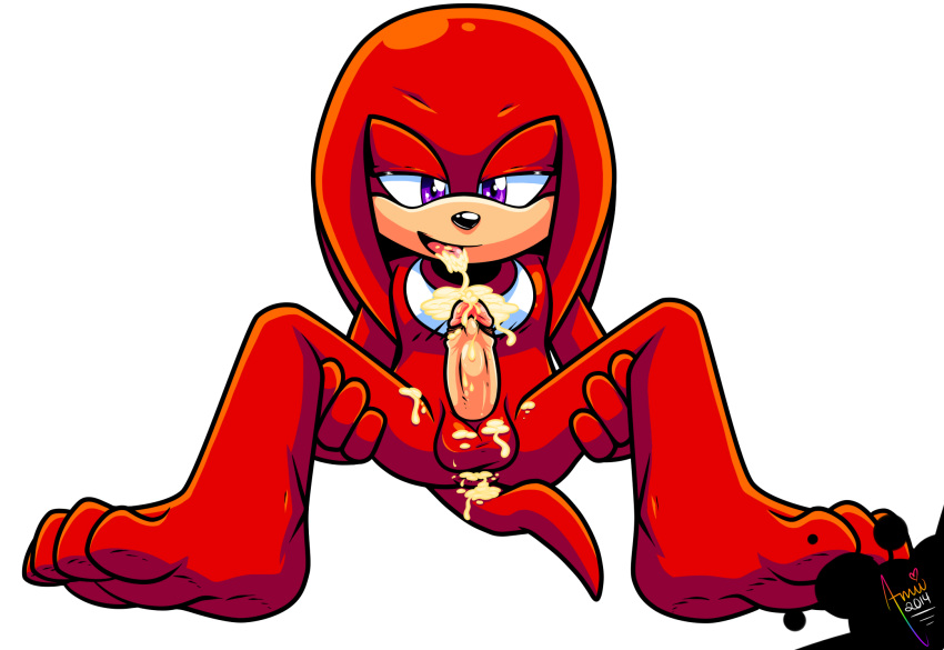 1boy 2014 amuzoreh anthro balls barefoot cum echidna erection fur half-closed_eyes happy knuckles_the_echidna looking_down male male_only nude orgasm penis sega sitting smile solo sonic_(series) spread_legs spreading tongue tongue_out video_games