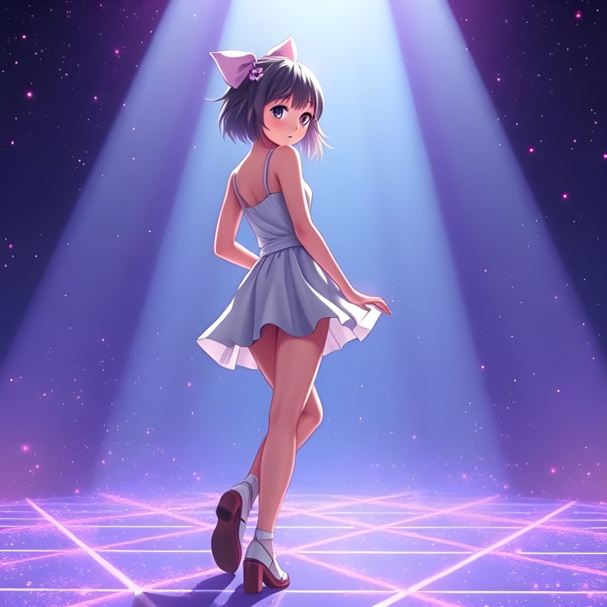 ai_generated confused cute looking_back platform_heels pose