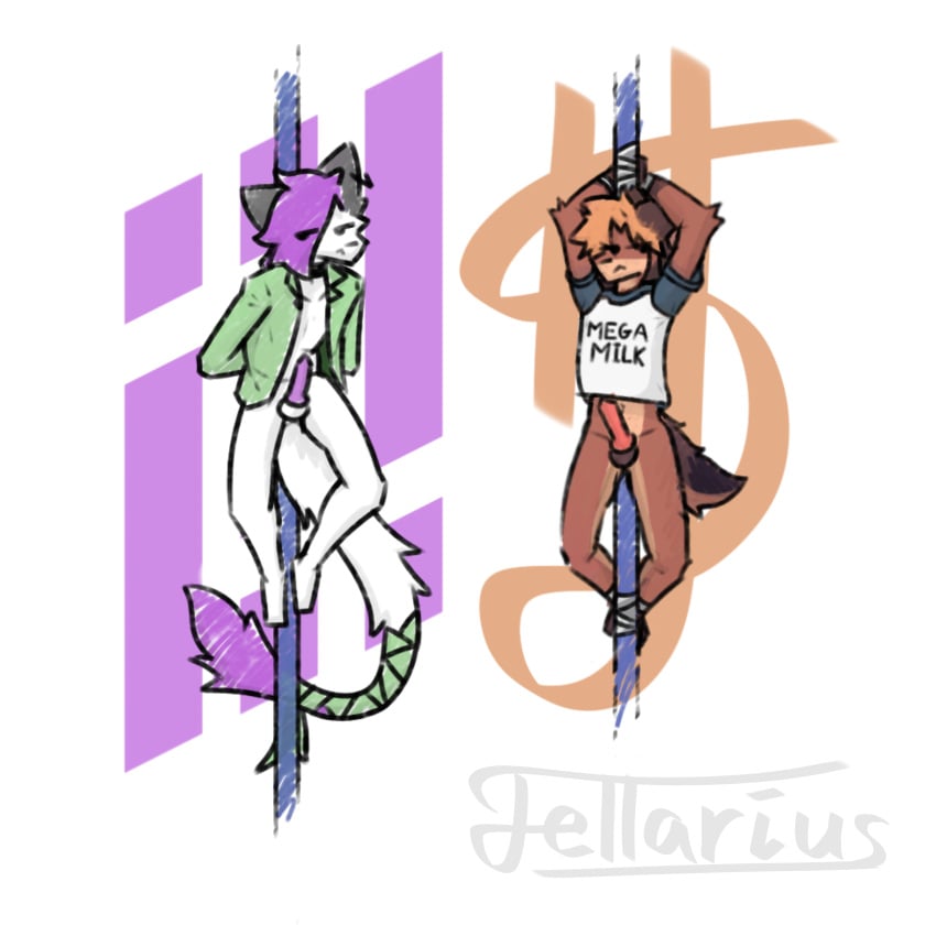 absurd_res anthro canid canine digital_drawing_(artwork) digital_media_(artwork) duo fellarius fox genitals half_naked hi_res male male_focus mammal nude penis presenting presenting_penis