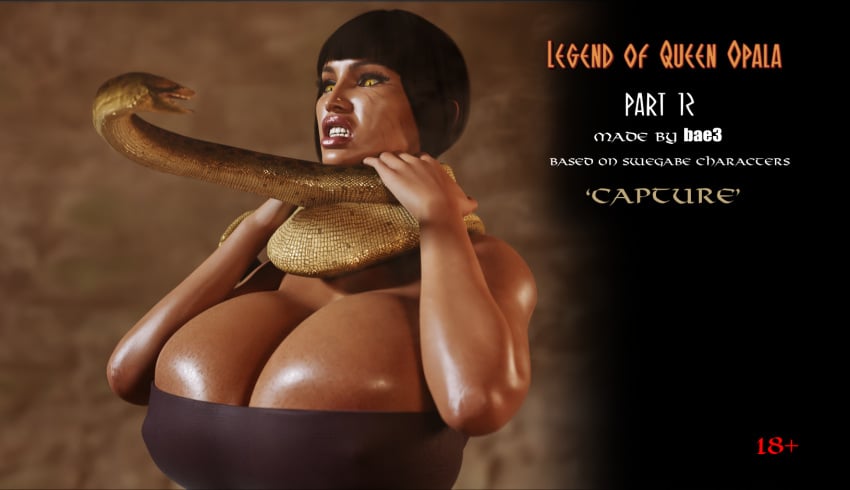 3d bae3 big_breasts breasts choking dress legend_of_queen_opala massive_breasts osira python realistic snake tan_body voluptuous