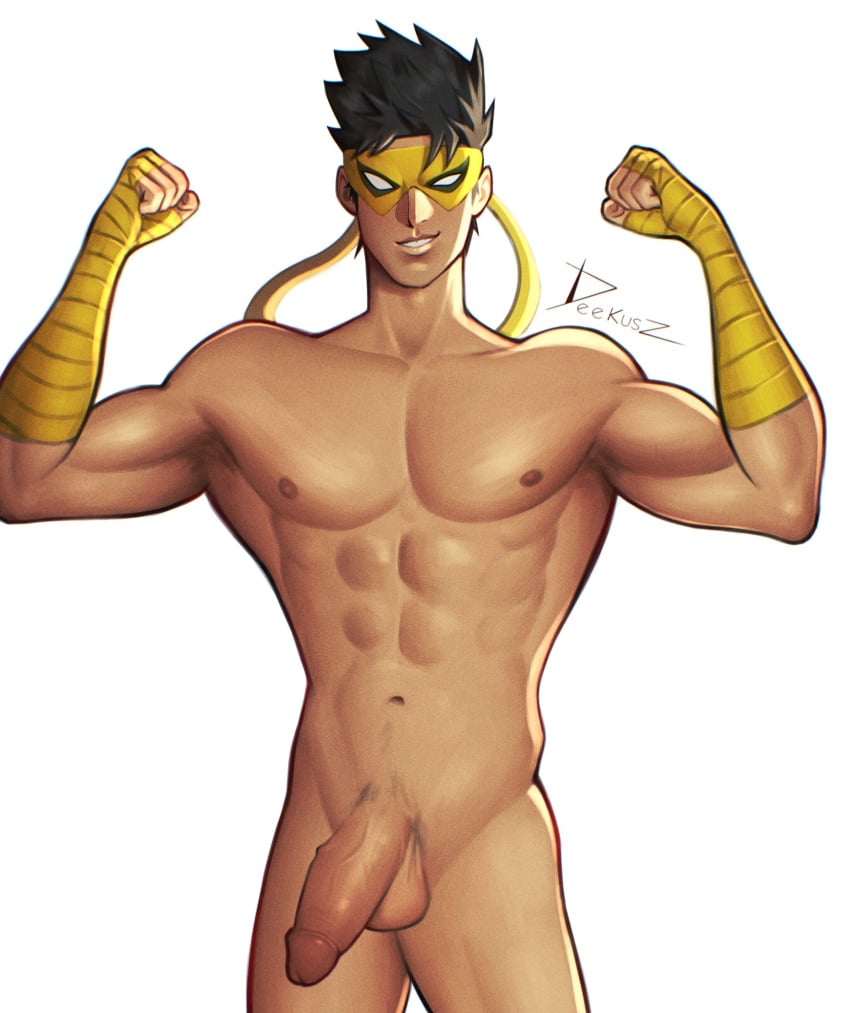 1boy 2025 abs athletic athletic_male bara big_penis black_hair deekusz digital_media_(artwork) flexing gay iron_fist iron_fist_(marvel_rivals) larger_male lin_lie male male_only marvel marvel_rivals mask muscular muscular_male naked naked_male nude nude_male penis solo solo_male white_background