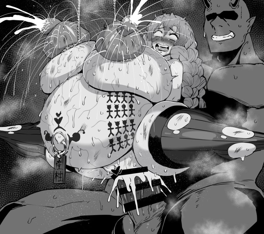 1boy 1girls bitch censored empty_eyes enormous_breasts erect_nipples female gigantic_breasts huge_breasts huge_nipples kanroji_mitsuri kimetsu_no_yaiba lactation large_breasts large_penis maru_(maruttona) monster penis pierced_belly_button piercing pregnant rape sex size_difference spread_legs stomach_bulge tears vagina vaginal vaginal_penetration vaginal_sex