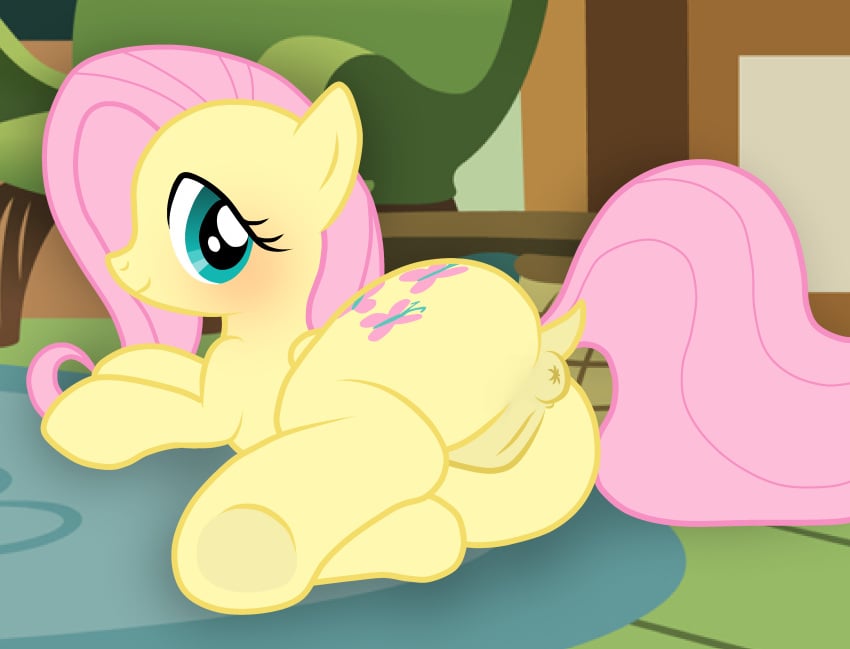 2025 absurd_res accurate_art_style anus ass bedroom_eyes blush carpet chair cutie_mark digital_drawing digital_media equid equine female feral fluttershy_(mlp) friendship_is_magic fur furniture genitals hasbro hi_res horse inside looking_at_viewer looking_back looking_back_at_viewer lying mammal mane maseru my_little_pony mythological_creature mythological_equine mythology narrowed_eyes on_side pegasus pink_mane pony presenting presenting_anus presenting_hindquarters presenting_pussy puffy_anus pussy seductive smile solo wings wings_folded yellow_body yellow_fur