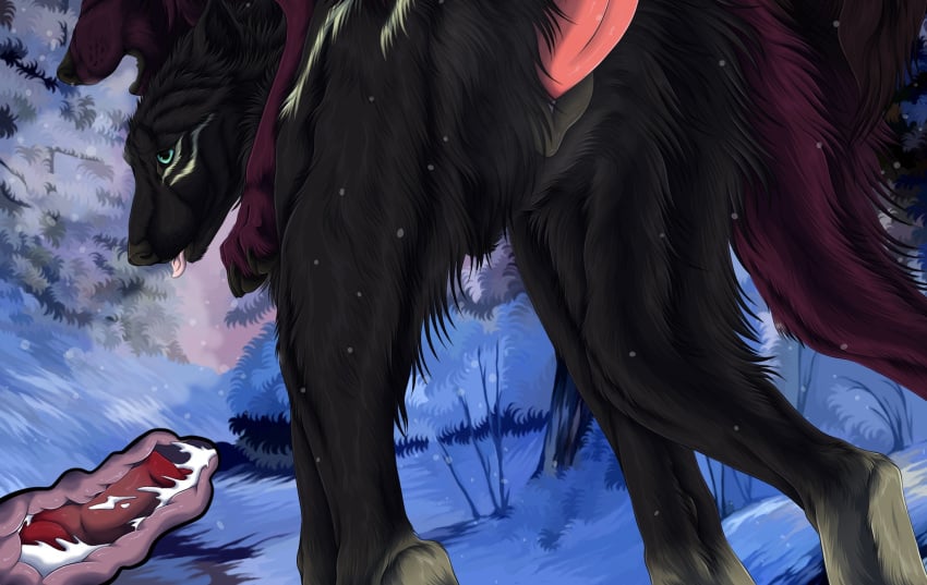 animal_genitalia animal_penis black_body black_fur black_pussy black_sclera blue_eyes bodily_fluids canid canine canine_genitalia canine_penis cum cum_inside duo erection facial_markings female female_penetrated feral feral_on_feral feral_penetrated feral_penetrating feral_penetrating_feral fur genital_fluids genitals glistening glistening_eyes head_markings hi_res internal male male/female male_penetrating male_penetrating_female mammal markings mouth_closed msdeadsoul open_mouth outside penetration penile penile_penetration penis penis_in_pussy pink_tongue plant purple_body purple_fur pussy rear_view red_penis sex tongue tree vaginal_penetration vaginal_penetration white_markings