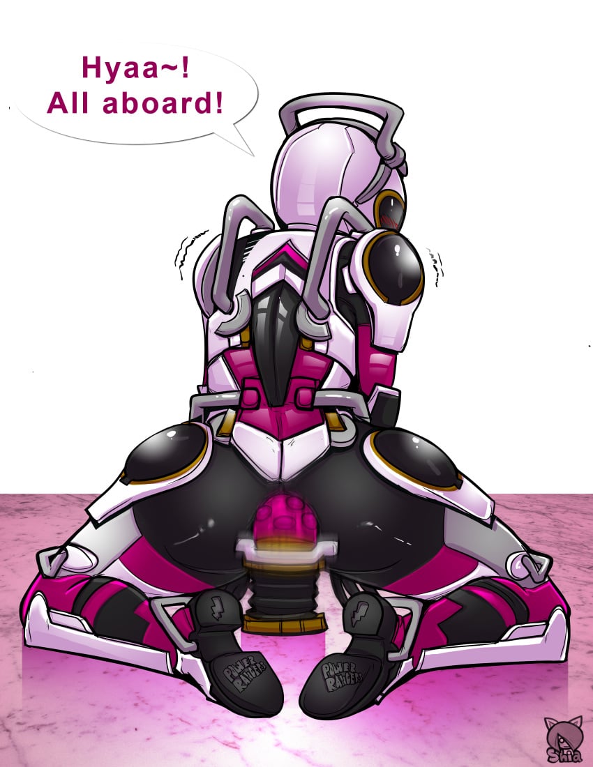 2014 anal ass blush dildo female handles handles_on_back handles_on_head lipstick ressha_sentai_toqger robot_girl shia_(artist) source_request squatting super_sentai vibrator wagon_(ressha_sentai_toqger)