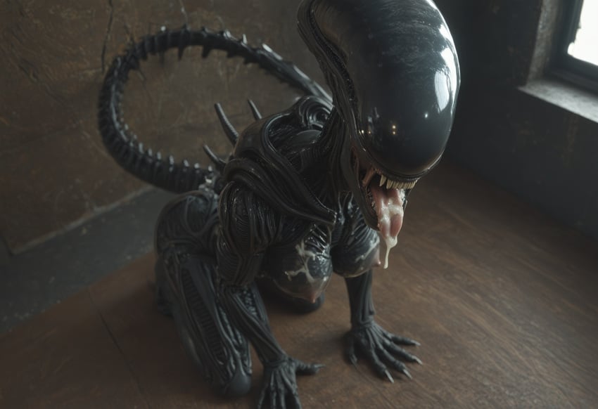 ai_generated alien_(franchise) alien_girl anthro anthropomorphic beautiful breasts breeding_request cum_dripping_from_mouth cum_in_mouth cum_on_breasts cumming cumshot female in_heat inviting_to_sex looking_at_viewer on_all_fours on_knees seductive seductive_look sexy sexy_body sexy_pose tits_out tounge_out wet_pussy xenomorph