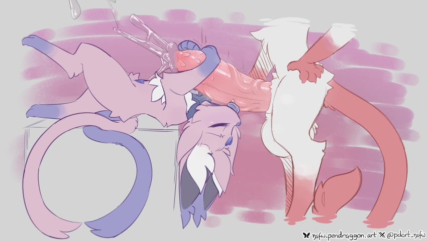 2_tails 4_toes ambiguous_gender animal_genitalia animal_penis balls big_balls big_penis big_tail blush bodily_fluids bodyjob cheek_tuft civ_(catofdesire) closed_eyes collar crotch_tuft digital_drawing_(artwork) digital_media_(artwork) domestic_cat duo eeveelution english_text espeon eyebrows facial_tuft feet felid feline feline_genitalia feline_penis felis feral fluffy fluffy_chest forehead_gem fur gem generation_2_pokemon genital_fluids genitals gloves_(marking) heart_symbol hi_res hug huge_balls huge_cock hugging_another hugging_penis hyper hyper_balls hyper_genitalia hyper_penis imminent_sex inner_ear_fluff leaking_precum leg_markings licking long_tail lying male male/ambiguous mammal markings masturbation multi_tail nintendo open_mouth oral paws pdart pen_(pd) penile penile_spines penis penis_lick penis_on_body penis_on_head pink_body pink_fur pokemon pokemon_(species) precum precum_squirt purple_body purple_fur purple_tongue quadruped ragdoll_cat red_body red_ears red_fur saliva semi-anthro sex sheath signature simple_background socks_(marking) tail text toes tongue tuft vein veiny_penis white_body white_fur