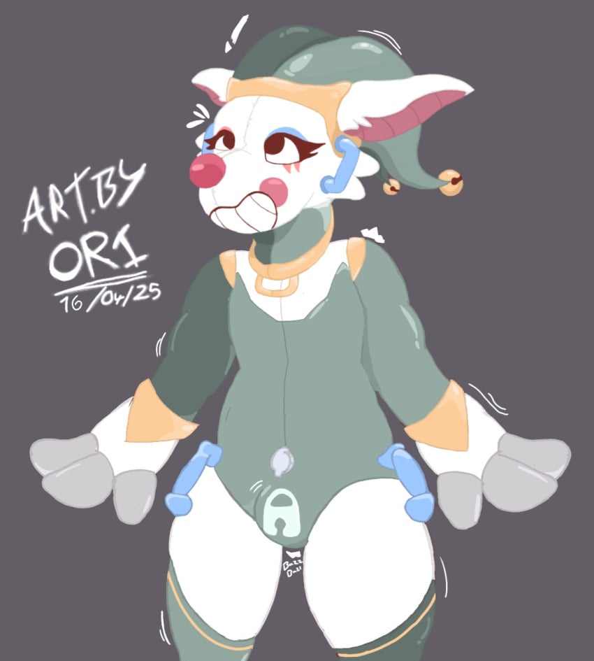 animate_inanimate anthro bat bulge clothing clown digital_media_(artwork) handles handles_on_head handles_on_hips hi_res inflatable latex latex_clothing latex_skinsuit living_inflatable lock_bulge male mammal ori_(artist) pool_toy simple_background skinsuit solo tight_clothing