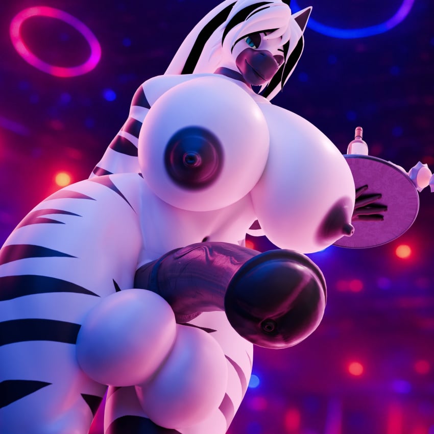 2025 animal_genitalia animal_humanoid animal_penis anthro areola balls big_balls big_breasts big_penis black_areola black_body black_hair black_penis breasts dish equid equid_humanoid equine equine_genitalia equine_humanoid equine_penis erection genitals gynomorph hair hi_res holding_object horse horse_humanoid huge_breasts huge_cock humanoid intersex looking_at_viewer mammal mammal_humanoid multicolored_body multicolored_hair nightclub nipples nude penis smile solo white_body white_hair wine_bottle yamayza zebra zuki_(evov1)