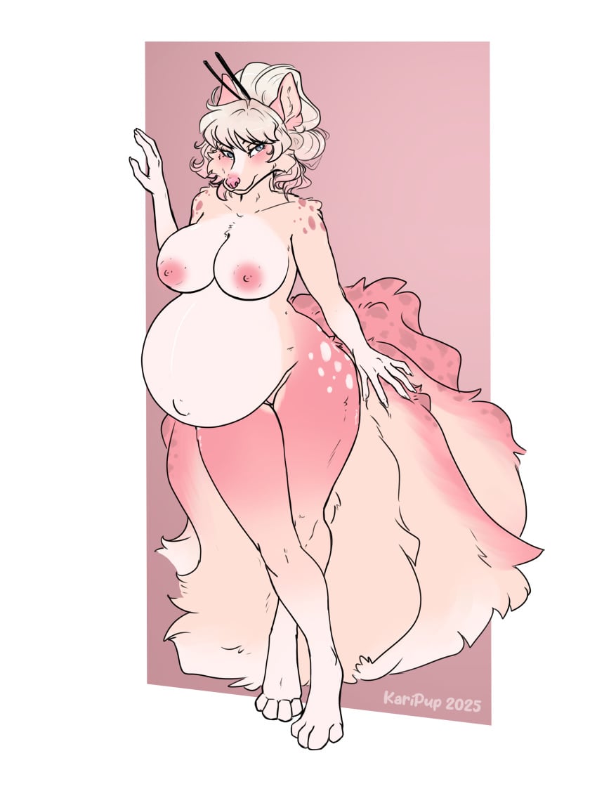 2025 absurd_res accessory anthro belly big_belly breasts canid canine chest_tuft claws cleavage clothed clothing cream_hair crossed_legs female flower fox fox_spirit fur generation_1_pokemon genitals glistening glistening_belly hair hair_accessory hair_bun hair_sticks hand_on_tail hi_res inner_ear_fluff karipup leaning_on_wall looking_at_viewer mammal markings multi_tail navel ninetales nintendo nipples nude outie_navel pink_body pink_fur pink_nipples pink_nose plant pokemon pokemon_(species) pregnant pregnant_anthro pregnant_female pussy sasha_valiski solo spots spotted_markings standing swimwear tail teal_eyes thick_thighs tuft two-piece_swimsuit
