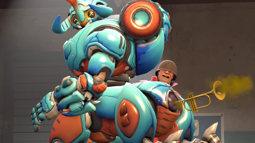 big_anus fart funny orisa overwatch pyro_enthusiast robot trumpet what