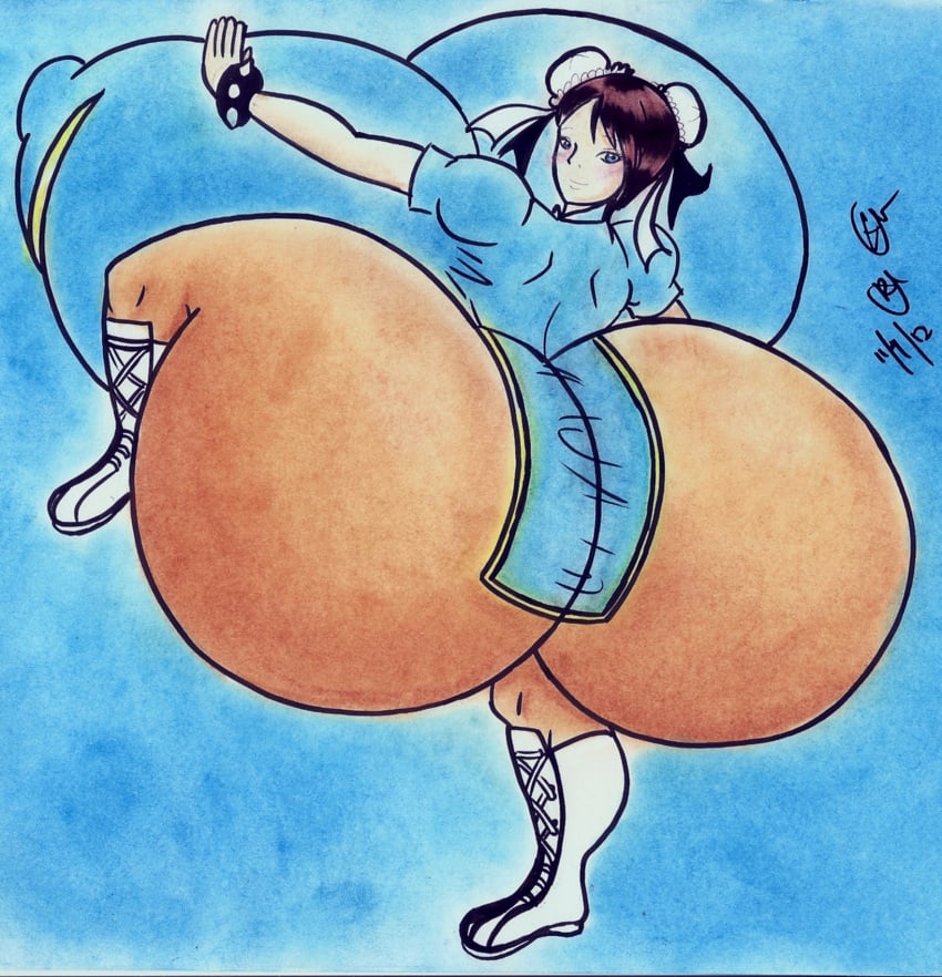 1girls 2012 ass boots bracelet breasts brown_hair capcom chun-li colossal_ass colossal_breasts darkly1 female female_focus female_only hairbun hips hourglass_figure hyper hyper_ass hyper_breasts large_ass large_breasts nipple_bulge spiked_bracelet street_fighter thick_thighs thighs wide_hips yellow_eyes
