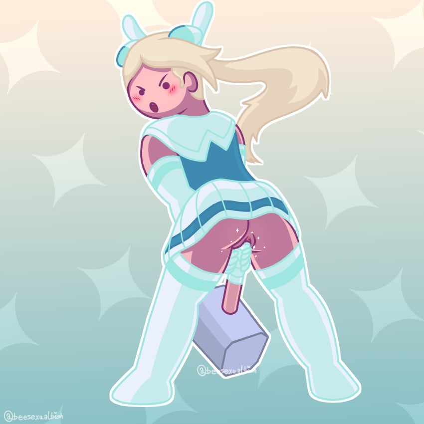 1girls 2023 adventure_time adventure_time:_fionna_&_cake angry artist_name beesexualbish blonde_female blonde_hair blush bunny_ears cartoon_network female female_focus female_only fionna_and_cake fionna_campbell fionna_the_human_girl hair hammer looking_at_viewer looking_back pussy sailor_uniform solo solo_female solo_focus thighhighs thighs upskirt vagina vaginal_insertion