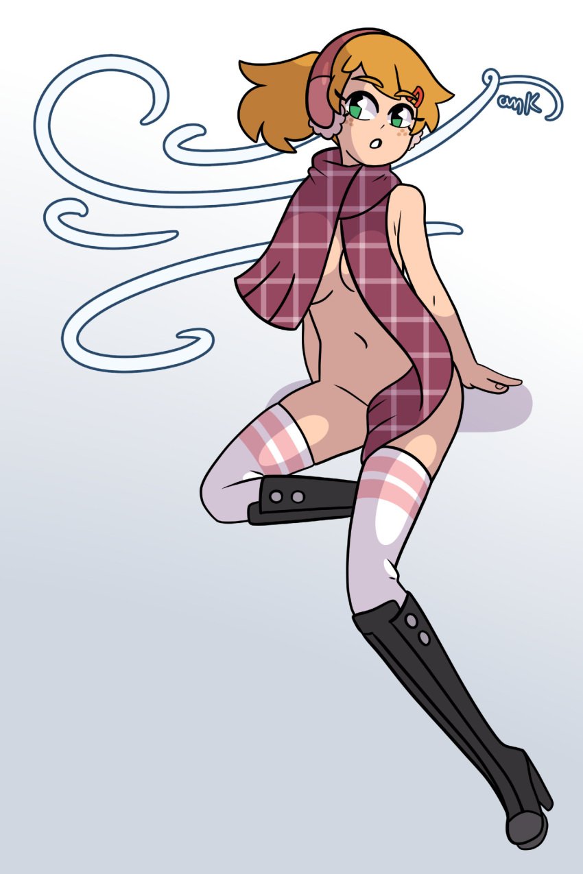 1girls breasts dankafterdark female nude pinup robyn_(dankafterdark) scarf shoes tagme winter