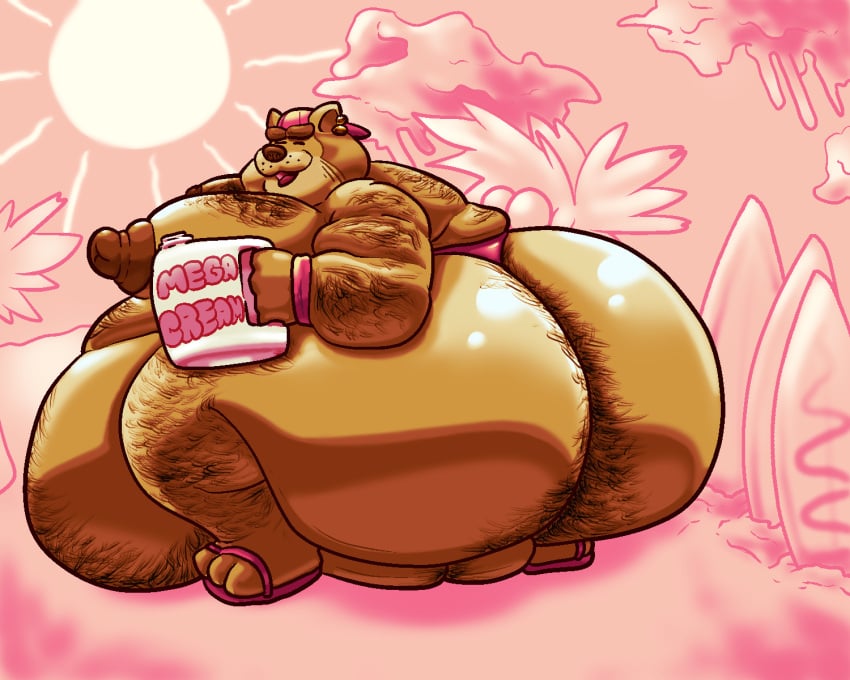 5:4 anthro big_breasts big_nipples body_hair breasts butt_hair chest_hair clothing domestic_cat donutboy_(paprikachunk) duo felid feline felis hairy hi_res huge_breasts huge_nipples hyper male male/male mammal morbidly_obese nipples obese overweight solo telstartelstar thong underwear