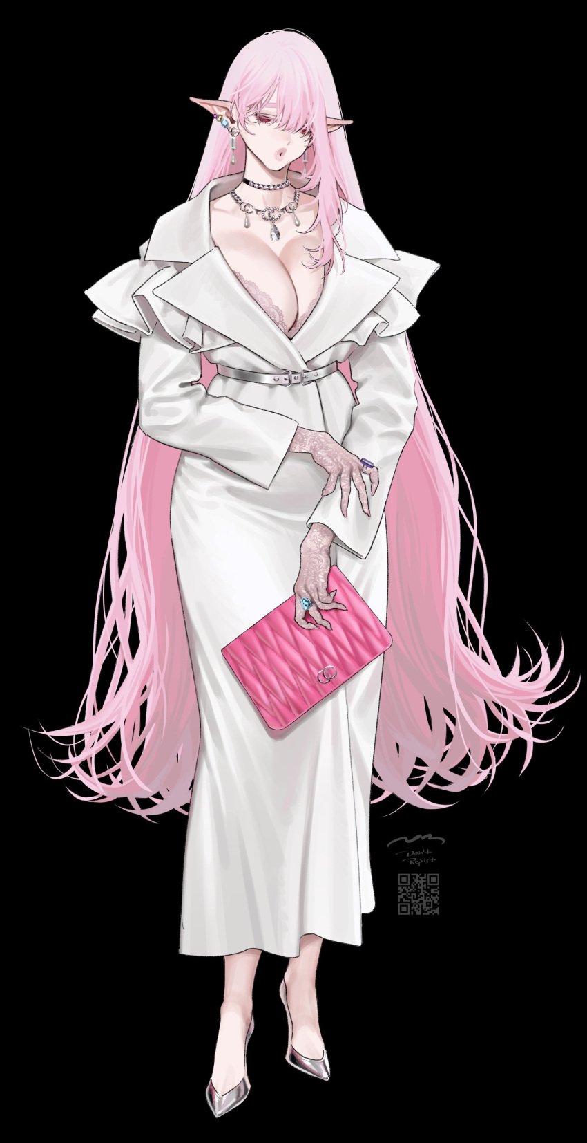 1girls atkzxx big_breasts busty cleavage clothed curvaceous curves curvy curvy_body curvy_figure female female_only full_body huge_breasts large_breasts legs light-skinned_female light_skin mostly_clothed pink_eyes pink_hair thick thick_thighs thighs zkstxxx