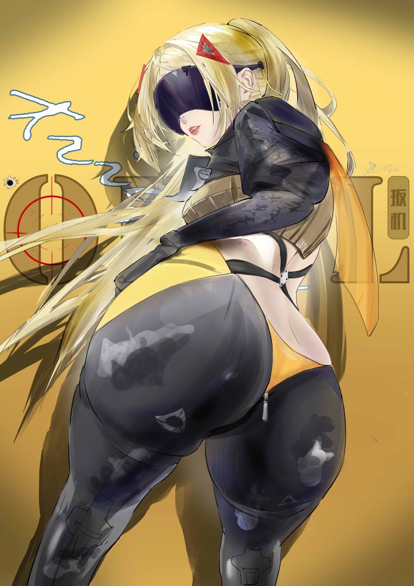 1girls ass big_ass blonde_hair bottom_heavy bubble_butt clothing dat_ass exianble fat_ass female female_only huge_ass large_ass looking_at_viewer looking_back massive_ass soldier solo thick_ass thick_thighs thunder_thighs trigger_(zenless_zone_zero) visor wide_hips zenless_zone_zero