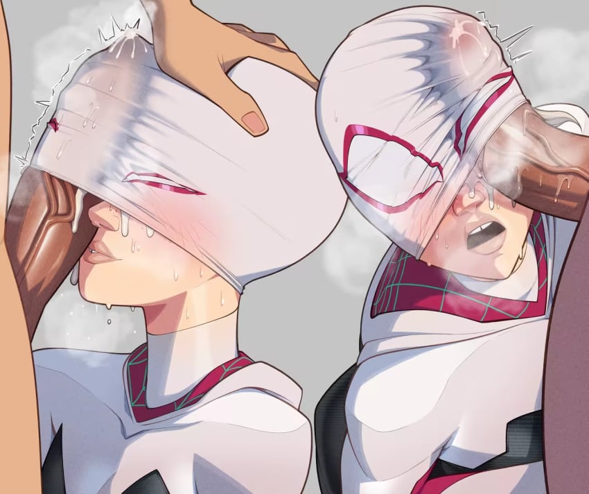 blushing_female cock_under_clothes cum_under_clothes cumming gwen_stacy gwen_stacy_(spider-verse) loving_it mar marvel mask minicop2001 pink_lips rubbing_penis shiny_skin shocked shocked_expression spider-man:_into_the_spider-verse steaming_body steaming_breath surprised sweating teeth_gap under_mask white_skin