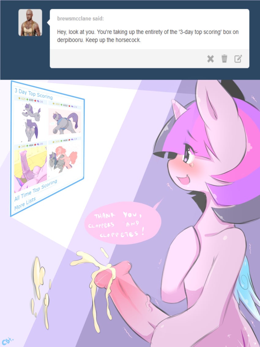 2014 alicorn animal_genitalia blush cold-blooded-twilight cum derpibooru dialog dickgirl english_text equine friendship_is_magic fur futatwi hair horn horsecock intersex mammal masturbation my_little_pony open_mouth orgasm penis princess_twilight_sparkle_(mlp) purple_eyes purple_fur purple_hair solo text tumblr twilight_sparkle_(mlp) wings