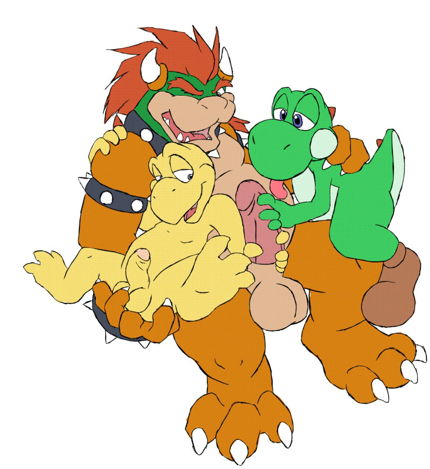 3boys anal_fingering animated anthro balls bara bowser celestial double_handjob erection foreskin furry furry_only koopa koopa_troopa male male_only mario_(series) multiple_boys nintendo penis retracting_foreskin sethpup size_difference yaoi yoshi