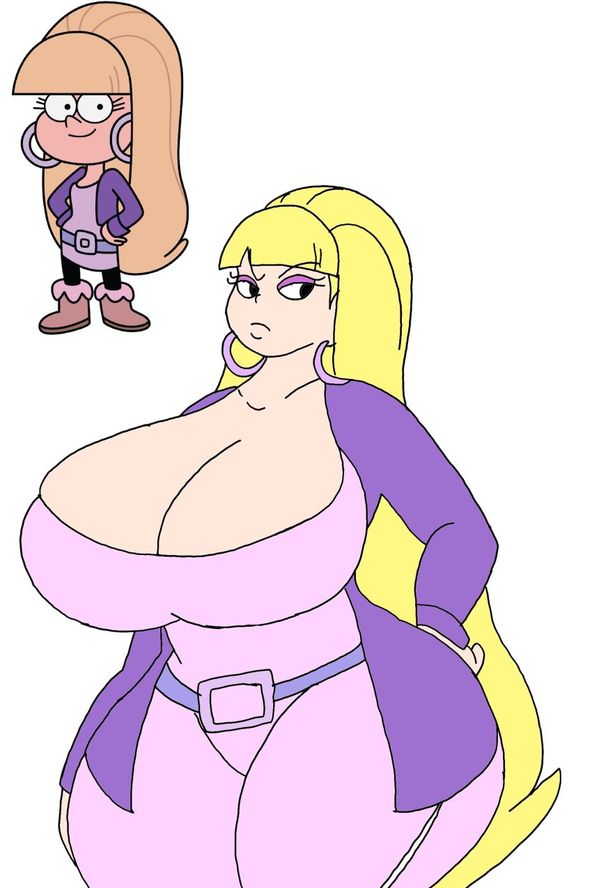 arrogant big_breasts big_butt big_hips breasts_bigger_than_head colored colored_sketch disney disney_channel disney_xd gravity_falls igphhangout looking_at_another mr_editor90 pacifica_northwest simple_background simple_coloring smooth_skin tagme white_background white_female yellow_hair