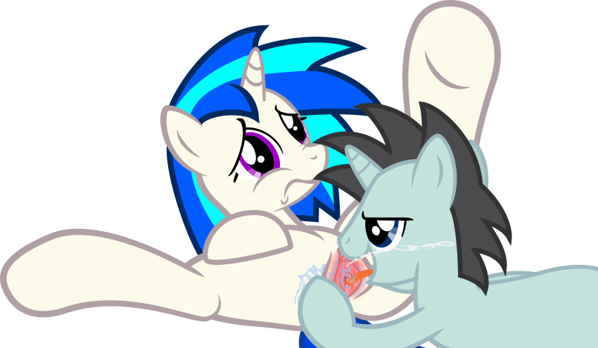 cunnilingus female female_ejaculation legs_apart male my_little_pony neon_lights_(mlp) oral pony pussy_juice saliva squirting straight tongue vinyl_scratch_(mlp)