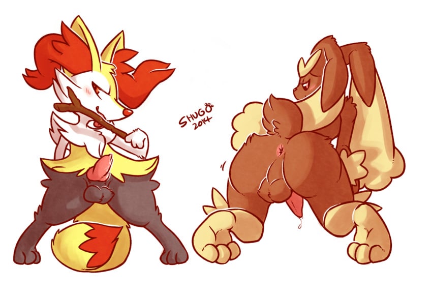 2014 2boys anus ass balls barefoot blush braixen canine erection femboy fennec fox fur half-closed_eyes happy knot looking_at_viewer lopunny male male_braixen male_lopunny male_only male_pokemon mammal nintendo nude open_mouth penis pokémon_(species) pokemon pokemon_(species) shadowfox13 smile standing video_games