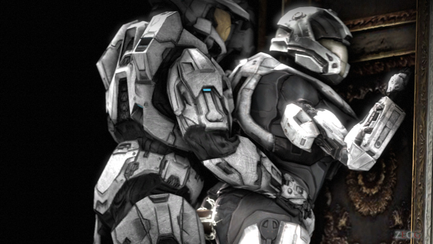 2014 3d animated armor ass cum cum_inside erection faceless faceless_character faceless_male female halo_(series) hi_res human male mammal penetration penis plain_background sex source_filmmaker spartan spartan_(halo) standing straight zeog