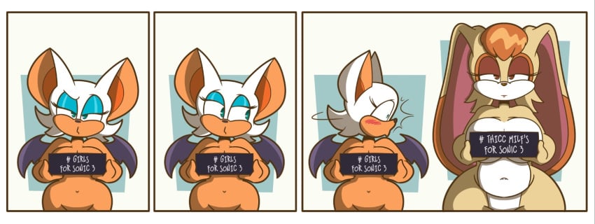 2girls anthro anthro_female anthro_only ceedoubleu female furry furry_female furry_only mobian_(species) mugshot nude rouge_the_bat sonic_(series) sonic_the_hedgehog_(series) surprise tagme vanilla_the_rabbit