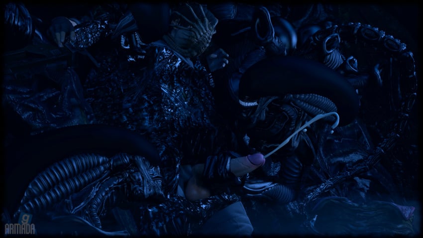 16:9 3d_(artwork) alien alien_(franchise) armada_(artist) bodily_fluids climbing climbing_wall cum cumshot dark_room digital_media_(artwork) egg ejaculation facehugger garry's_mod genital_fluids group handjob hi_res hive human humanoid male male/male male_only mammal penile questionable_consent sex smile smiling_at_another tail teeth widescreen xenomorph