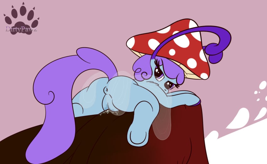 antennae anus ass bedroom_eyes blue_fur breezie_(mlp) clear_wings clitoris cum equine female friendship_is_magic fur hair hooves horse looking_at_viewer looking_back mammal micro mushroom my_little_pony penis pony purple_eyes purple_hair pussy pussy_juice vixy_(artist) wings