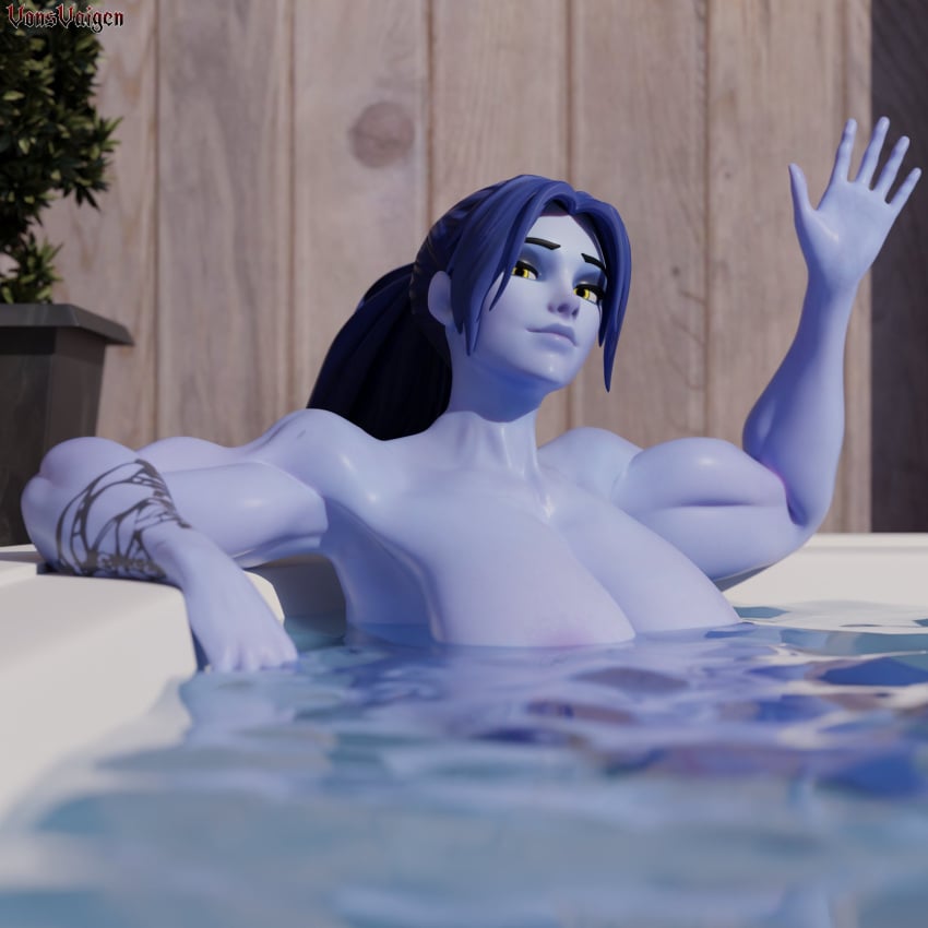 1girls 3d activision amelie_lacroix big_breasts blizzard_entertainment blue-skinned_female blue_body blue_skin breasts bust busty chest curvaceous curves curvy hourglass_figure huge_ass mature mature_female overwatch overwatch_2 thick voluptuous voluptuous_female widowmaker