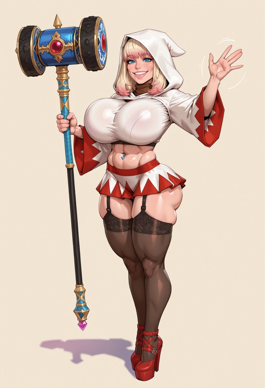 ai_generated big_lips bimbo bimbo_lips bimbofication blonde_hair bubble_ass bubble_butt busty caked_up child_bearing_hips cleavage covered_nipples curves curvy curvy_body curvy_female curvy_figure dat_ass erect_nipples_under_clothes exposed_midriff fat_ass female female_only final_fantasy full_lips hourglass_figure huge_breasts logan_d microskirt miniskirt navel_piercing original_character paag partially_clothed skin_tight solo_female thick thick_thighs thighhighs voluptuous white_mage