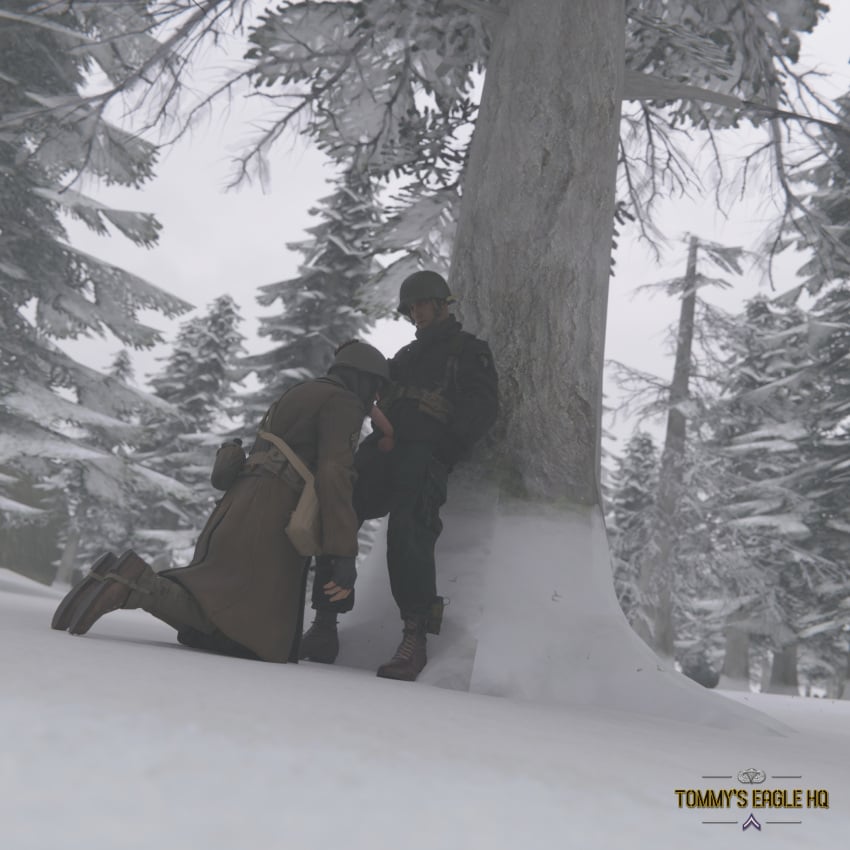 2boys 3d army blowjob exhibitionism gay gay_male gay_sex male male_only medal_of_honor_airborne military oral oral_sex outdoors soldier soldiers tommys_eagle_hq uniform ww2 yaoi