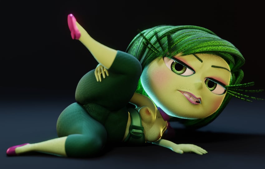 1girls 3d 3d_(artwork) 3d_model 3d_render areola areolae arm_support ass big_ass blush bottomwear breasts bubble_butt clothed clothing disgust_(inside_out) disney eyelashes female flats footwear green_body green_eyes green_hair green_skin hair inside_out large_ass looking_at_viewer matching_hair/eyes medium_breasts medium_hair nipples partially_clothed pixar shoes solo solo_female spread_legs teeth thick_thighs thighs topless topless_female vensaku