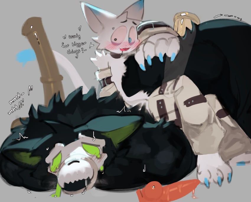 2025 3_toes 4_fingers absurd_res all_fours anal anal_sex animal_dildo animal_sex_toy anthro anthro_on_anthro arched_back ass ass_up barefoot big_hands black_body black_collar black_ears black_eyebrows black_fur black_tail blue_claws blue_ears blue_eyes blush blush_lines bodily_fluids bone brown_dildo canid canine canine_dildo claws collar dialogue dildo dildo_in_ass dildo_insertion dominant drooling duo empty_eyes english_text equine_dildo eyebrows feet felid feline finger_claws fingers fluffy fluffy_tail fur green_body green_eyes green_fur green_inner_ear grey_background hand_on_tail hi_res humanoid_dildo interspecies kogito looking_down looking_down_at_partner male male/male male_anthro mammal moan monster_energy mostly_nude mostly_nude_anthro mostly_nude_male multicolored_body multicolored_ears multicolored_fur muscular muscular_anthro muscular_male nude nude_anthro nude_male object_in_ass open_mouth penetration pink_sclera pink_tongue pointy_ears prick_ears restraints saliva sex_toy sex_toy_in_ass sex_toy_insertion simple_background sitting sitting_on_another size_difference skull skull_head skulldog_(species) small_dom_big_sub snout straitjacket submissive tail talking_to_another talking_to_partner tan_dildo tears text toe_claws toes tongue two_tone_body two_tone_ears two_tone_fur white_ears white_text wide_eyed x-ray_view