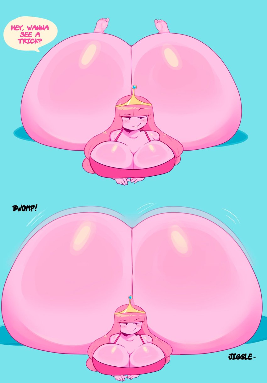1girls adventure_time ass ass_bigger_than_body ass_bigger_than_breasts ass_bigger_than_head ass_bigger_than_torso ass_expansion ass_up big_breasts blue_background blush bra breasts bubble_butt colossal_ass crown dialogue dialogue_bubble expansion expansion_sequence female female_only front_view huge_ass huge_breasts hyper_ass jiggle large_breasts long_hair looking_at_viewer lying_on_floor massive_ass moonraige on_floor pink_hair pink_skin princess princess_bubblegum raised_eyebrow round_ass round_butt seductive seductive_look shiny_ass shiny_skin smile smiling smiling_at_viewer talking_to_viewer