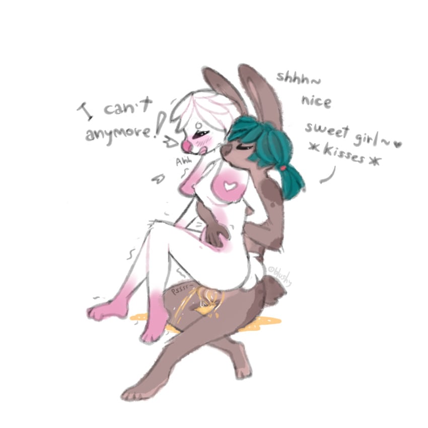 anthro belly belly_inflation belly_press big_nose blue_eyes blush blushy blushy_(artist) bodily_fluids can't_resist duo embarrassed female genital_fluids genitals hair hand_behind_back hand_on_belly hands_behind_back immobilization inflation karamel_rabbit kissing kissing_while_penetrating male male/female nipples omorashi peeing peeing_inside peeing_together penetration penile penile_penetration penis penis_in_pussy ponytail rabbit_ears romantic romantic_couple romantic_sex sequence sitting_on_penis speech_bubble urine urine_in_pussy urine_inflation urine_pool urine_stream vaginal_penetration vaginal_penetration watersports wetting yoshiko_bunny