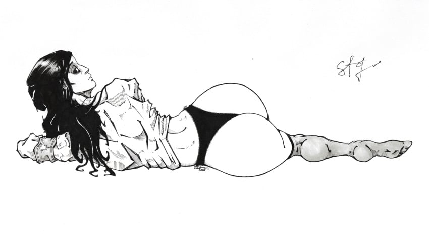 1female 1girls 1woman ass ass_bigger_than_head ass_focus attack_on_titan back back_muscles back_view bandage big_ass big_butt big_nose black_and_white black_hair black_long_hair black_panties black_underwear bow bow_panties bow_ribbon bow_tie bowtie butt_focus cart_titan cheeks closed_mouth fat_ass fat_butt fat_cheeks fat_thighs feet female female_focus female_only girl hair_on_shoulder half-dressed half_dressed half_naked half_nude handwear high_resolution lace lace-trimmed_panties lace_panties lace_trim legwear long_hair looking_at_viewer looking_away looking_back looking_back_at_viewer marley_military_uniform monochrome on_the_floor on_the_ground panties pieck_finger schnitzeltag shirt shirt_lift shirt_only shoulders side_view simple_background sketch stocking stocking_feet stockings stockings_thigh_highs tag thick thick_ass thick_butt thick_hips thick_legs thick_thighs thigh_highs thighhighs thighs thong thong_panties thong_underwear tired tired_eyes tired_look transparent_clothing transparent_stockings underwear watermark white_background white_bow white_bow_tie white_bowtie woman_focus woman_only