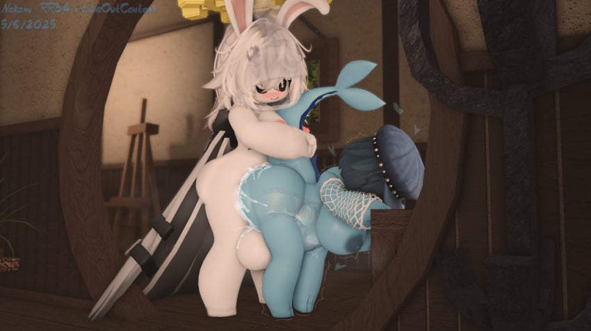 3d areolae art_trade balls breasts bulging cum cum_in_pussy cum_inside dated excessive_cum futa_on_female futanari intersex kyori_(liliaoutcontext) liliaoutcontext nipples nokomi nokomi_rr34 roblox roblox_avatar roblox_studio robloxian self_upload stomach_bulge tagme thighs vagina vaginal_penetration watermark