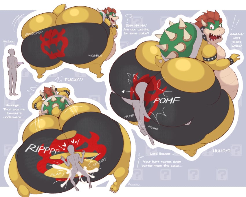 5:4 anon anthro anthro_on_anthro anthro_penetrated ass belly bent_over big_butt bodily_fluids border bowser butt_grab butt_squish chest_tuft claws clothing cum cum_inside deliciousq duo face_on_butt faceless_character faceless_male feet genital_fluids hair hand_on_butt hi_res holding_butt horn huge_butt hyper hyper_butt male male/male mario_bros moobs motion_lines nintendo nude onomatopoeia overweight overweight_male panties penetration ripped_underwear sharp_teeth size_difference slightly_chubby small_dom_big_sub sound_effects spikes squish surprise surprised_expression sweat teeth text toe_claws tongue tongue_out torn_clothing tuft underwear white_border yellow_body