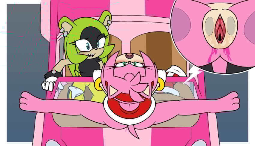 afrosoricid amy_rose anthro barefoot being_watched blush bodily_fluids boots car_sex clothing commissioning_kink duo eulipotyphlan feet female female/female flat_colors footwear genital_fluids genitals hedgehog hi_res idw_publishing looking_at_another mammal masturbation open_mouth panties pink_cabriolet pussy rubbing sega shoes sonic_(series) sonic_the_hedgehog_(comics) sonic_the_hedgehog_(idw) sonic_the_hedgehog_(series) sonicguru surge_the_tenrec tenrec underwear vaginal_fluids windshield