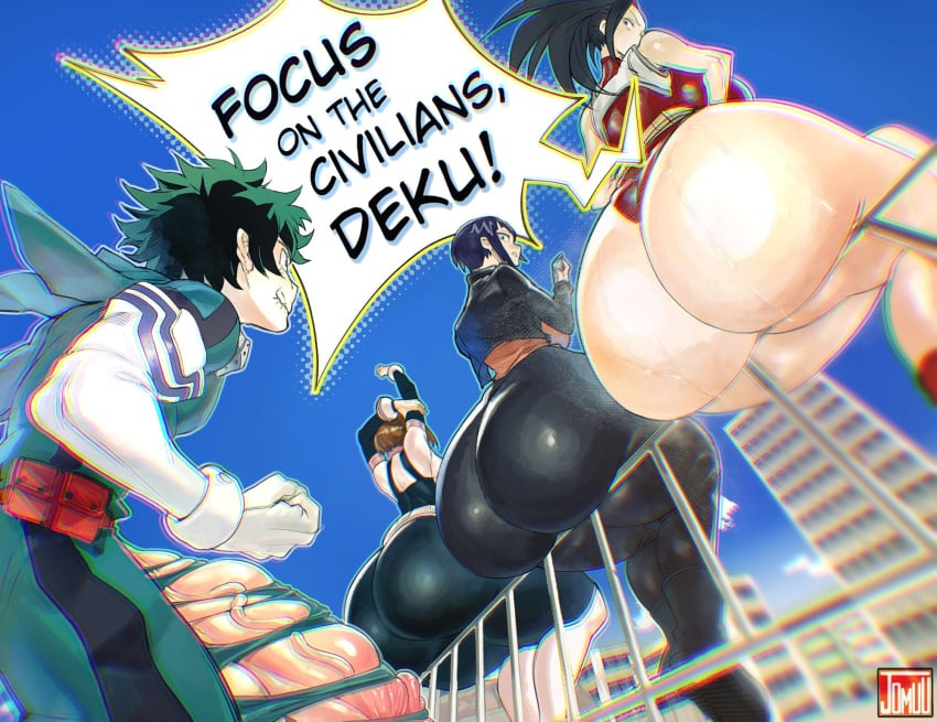 1girls ass_focus boku_no_hero_academia cock erection female green_hair huge_ass izuku_midoriya kyoka_jiro light-skinned_female male momo_yaoyorozu mrc0001355 my_hero_academia ochako_uraraka ripped_clothing tagme