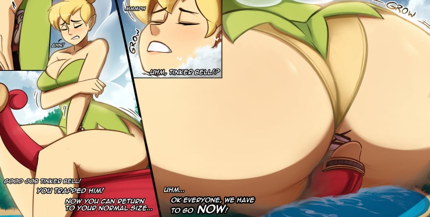ass_bigger_than_head ass_expansion ass_focus blonde_hair breast_expansion charlydibulol disney disney_fairies enjoying_expansion fairy giantess giantess_growth growth growth_lines huge_ass huge_breasts peter_pan_(disney) thick_thighs tinker_bell
