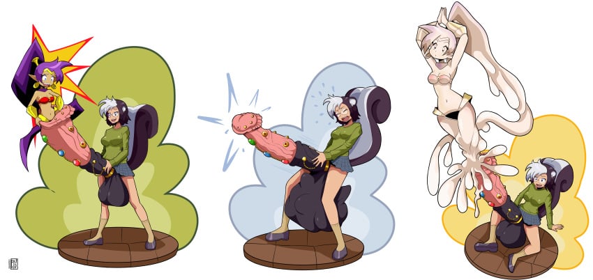 animal_genitalia balls cock_vore cum_transformation female futanari gemstone horse_penis huge_balls huge_penis hyper hyper_balls hyper_penis intersex light-skinned_futa light-skinned_futanari light_skin pululon shantae shantae_(character) skunk_girl skunk_tail tagme tan-skinned_female tan_skin transformation vore what