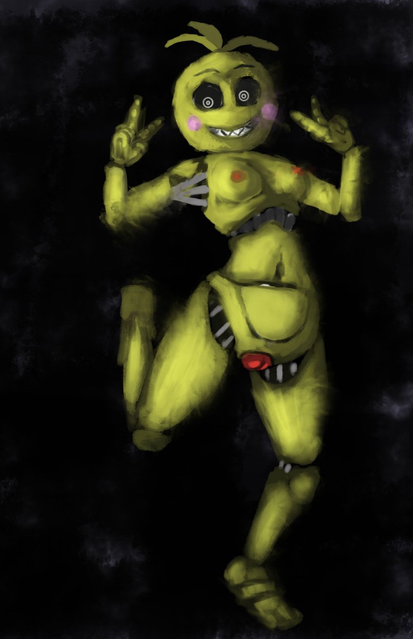 chica_(fnaf) female five_nights_at_freddy's five_nights_at_freddy's_2 fnaf looking_at_viewer robot smile smiling smiling_at_viewer solo solo_female solo_focus standing thefirstlastwatcher toy_chica_(fnaf)